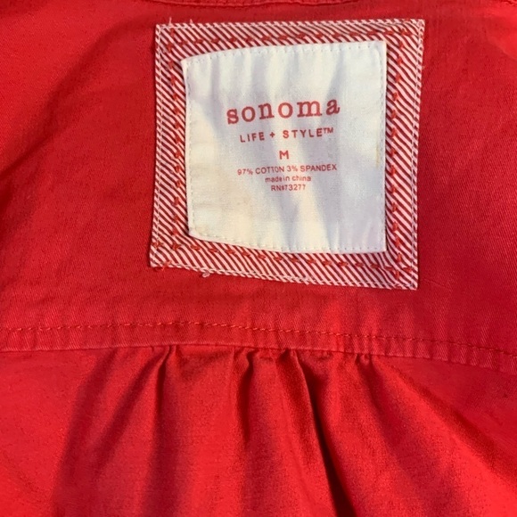 NWT Sonoma Women Belted Double Breasted Red Jacket Size Medium 3/4 Sleeve - Picture 4 of 7